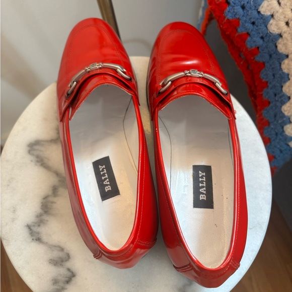 BALLY Red Patent Leather Civitanova Heeled Loafer SZ 39.5 EU US 9  Made In Italy - Picture 7 of 9